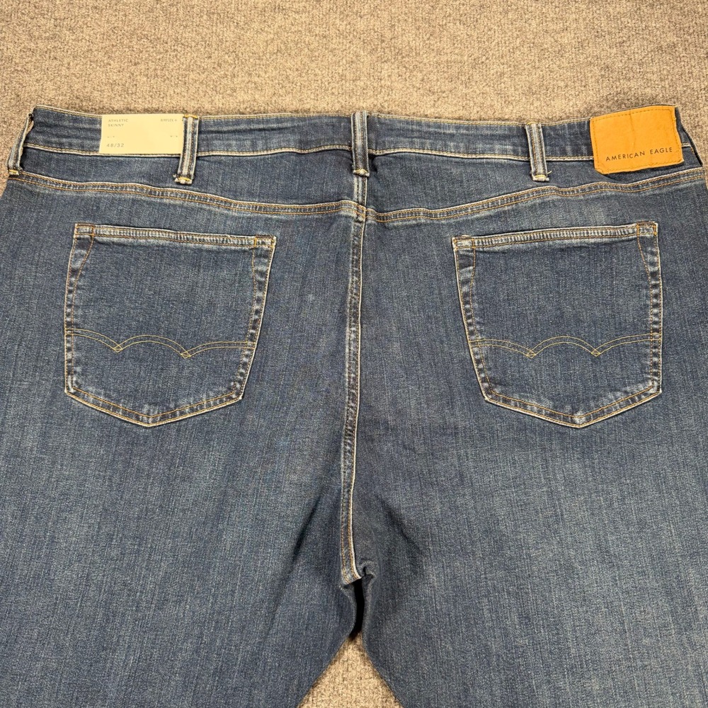 American Eagle Mens Airflex+ Athletic Skinny Jeans Storm Dark 48x32 NWT #4122 - Picture 6 of 12